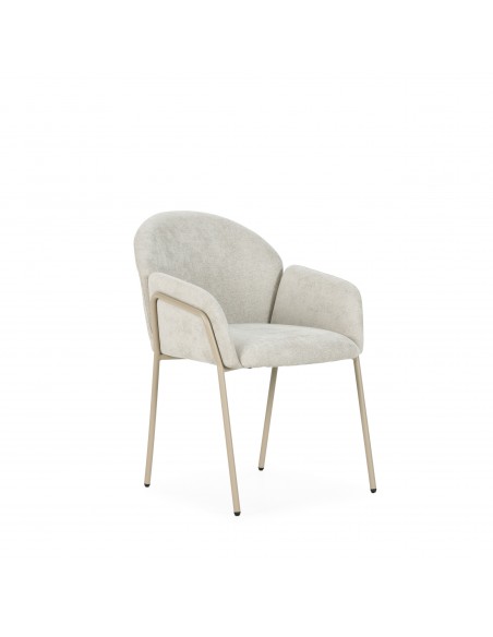 Silla con brazos ASLiN Tapizada en Tela con Patas de Metal