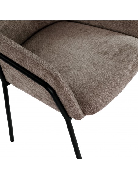 Silla con brazos ASLiN Tapizada en Tela con Patas de Metal