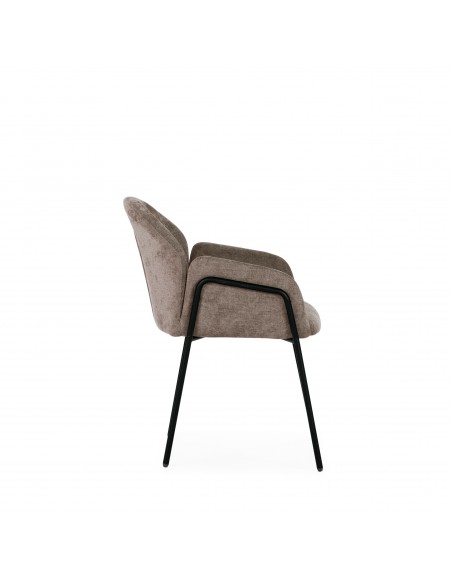 Silla con brazos ASLiN Tapizada en Tela con Patas de Metal