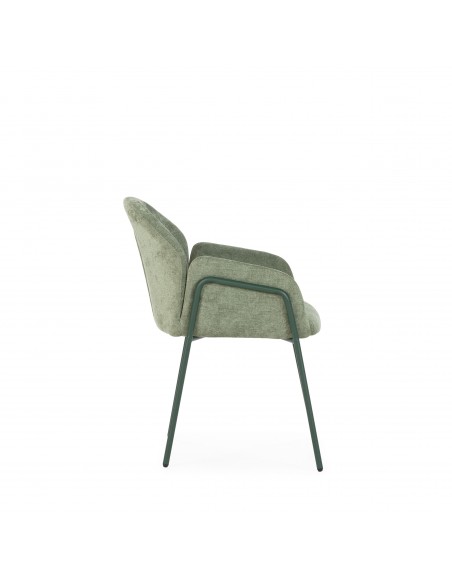 Silla con brazos ASLiN Tapizada en Tela con Patas de Metal