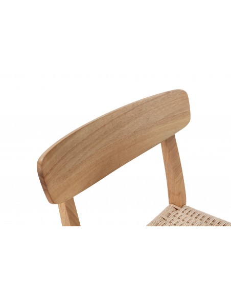 Silla mediterránea BIEL de Madera color roble y Asiento de Cuerda