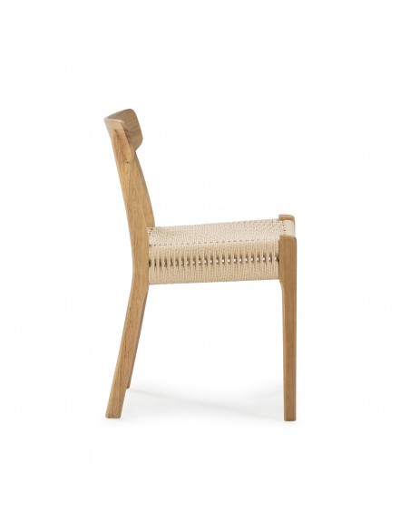 Silla mediterránea BIEL de Madera color roble y Asiento de Cuerda