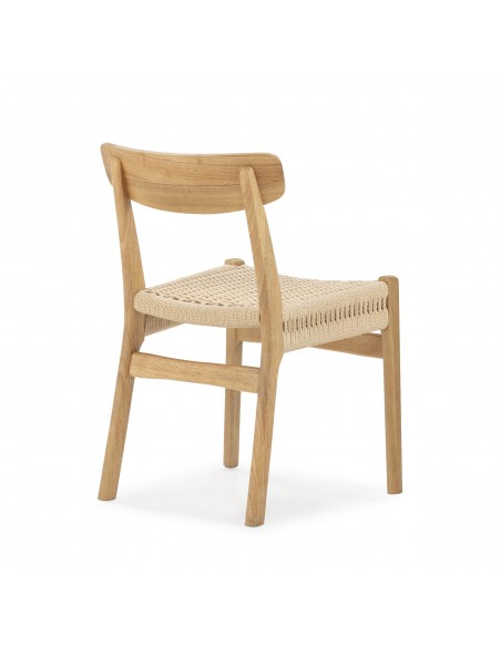 Silla mediterránea BIEL de Madera color roble y Asiento de Cuerda