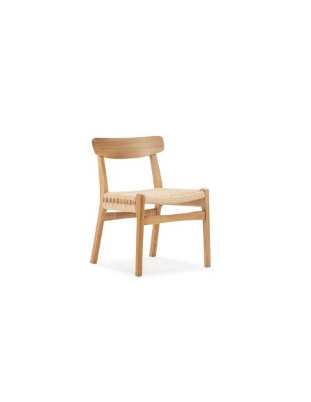 Silla mediterránea BIEL de Madera color roble y Asiento de Cuerda