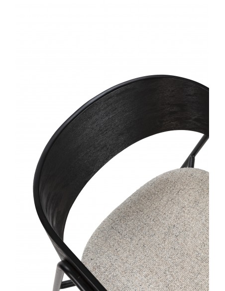 Silla de diseño CORA tela Beige con Respaldo madera Negro