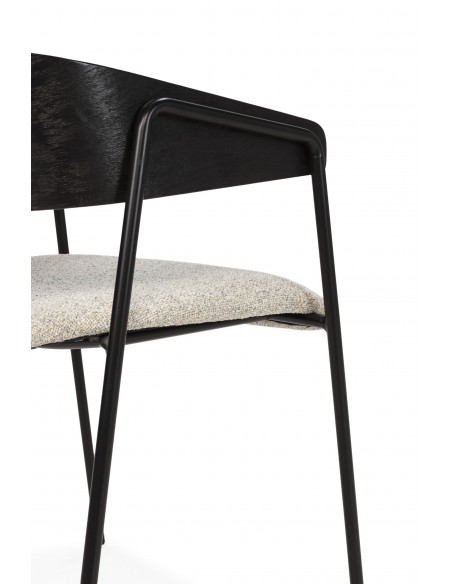 Silla de diseño CORA tela Beige con Respaldo madera Negro