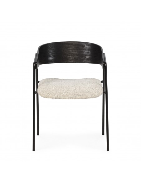 Silla de diseño CORA tela Beige con Respaldo madera Negro