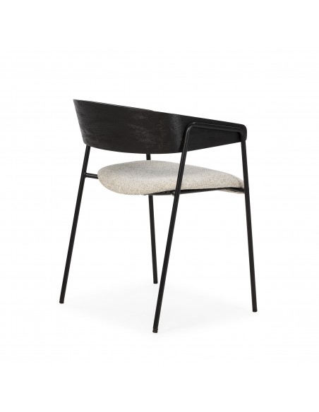 Silla de diseño CORA tela Beige con Respaldo madera Negro