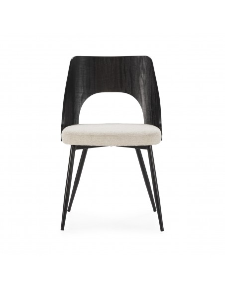 Silla de diseño GILDA, Respaldo madera Negro y asiento tela Beige