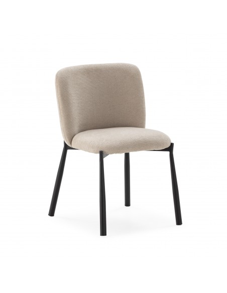 Silla de diseño GINNY Tapizada en Tela con Patas de Metal negro