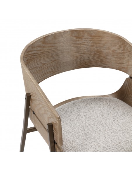 Silla con brazos y respaldo roble envolvente NAIA beige