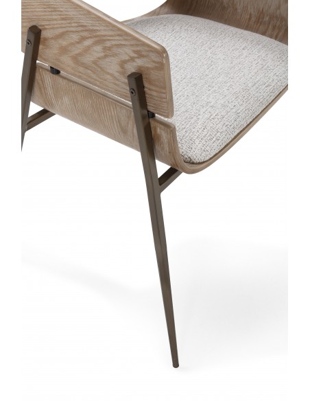 Silla con brazos y respaldo roble envolvente NAIA beige