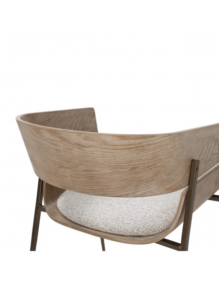 Silla con brazos y respaldo roble envolvente NAIA beige