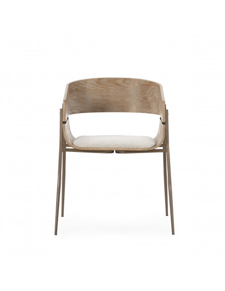 Silla con brazos y respaldo roble envolvente NAIA beige