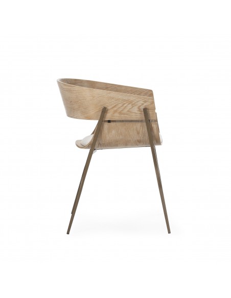 Silla con brazos y respaldo roble envolvente NAIA beige