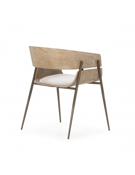 Silla con brazos y respaldo roble envolvente NAIA beige