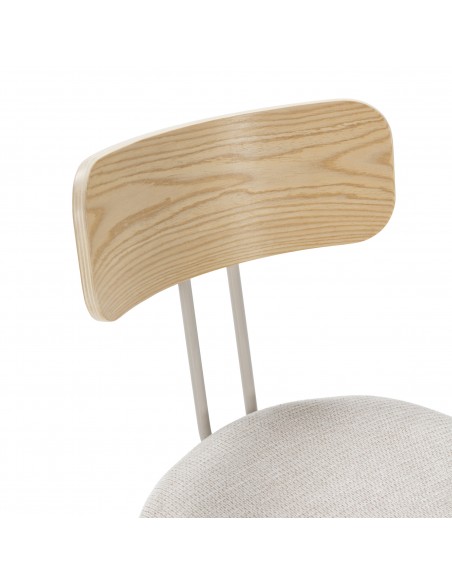 Silla minimalista OLIMPIA beige con respaldo en roble y patas de metal