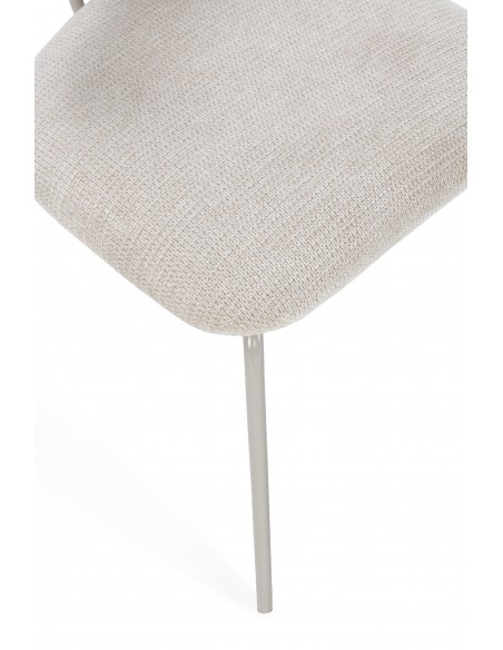 Silla minimalista OLIMPIA beige con respaldo en roble y patas de metal