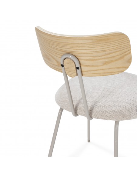 Silla minimalista OLIMPIA beige con respaldo en roble y patas de metal
