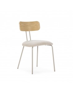 Silla minimalista OLIMPIA beige con respaldo en roble y...
