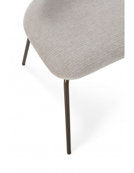 Silla minimalista OLIMPIA beige con respaldo en roble y patas de metal