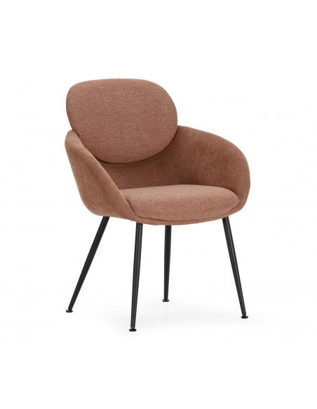 Cadeira NURE de design moderno com braços, forrada a tecido misto.