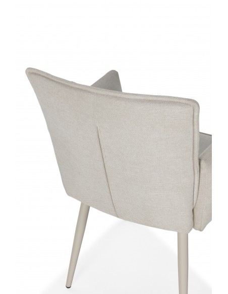 Silla con brazos de diseño VESTA tapizado en tela y patas de metal