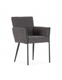 Silla con brazos de diseño VESTA tapizado en tela y patas...