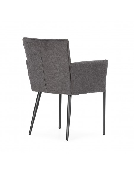 Silla con brazos de diseño VESTA tapizado en tela y patas de metal