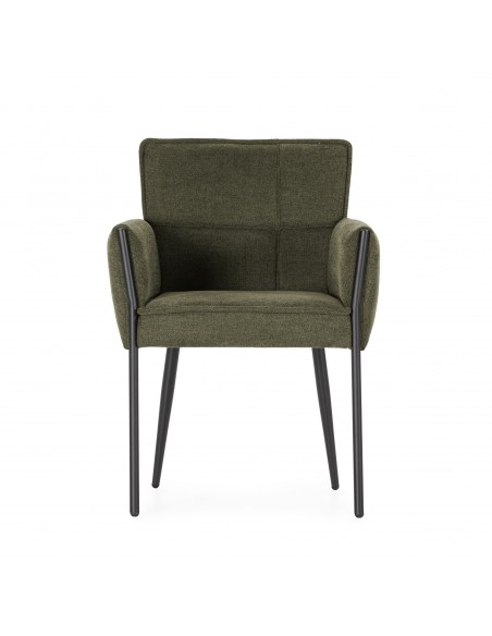 Silla con brazos de diseño VESTA tapizado en tela y patas de metal