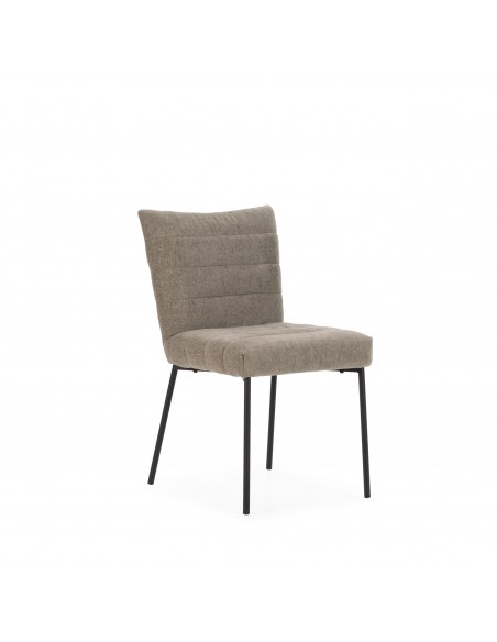 Silla de diseño NAOMI tapizada en tela con patas de metal