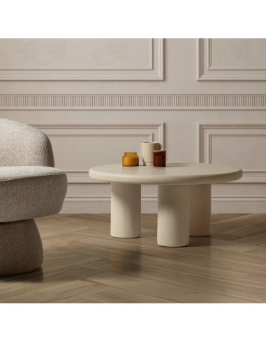 Mesa Centro Redonda minimalista IRIEL 80, Crema...