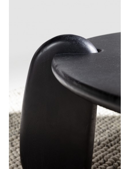 Mesa Centro Redonda de diseño TAMIRA 80, Madera de Mango Negra