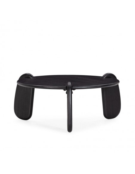 Mesa Centro Redonda de diseño TAMIRA 80, Madera de Mango Negra
