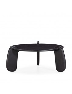 Mesa de centro redonda TAMIRA 80, em madeira de manga preta.