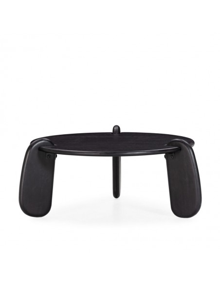 Mesa Centro Redonda de diseño TAMIRA 80, Madera de Mango Negra