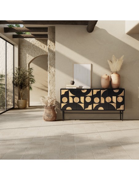Aparador geométrico NAVYA 175 cm, Madera de Mango Negro