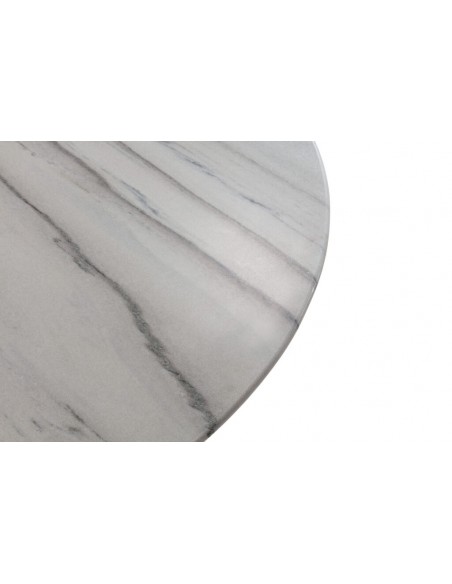 Mesa Centro Redonda TANYA 120 em Mármore Branco e Madeira de Manga