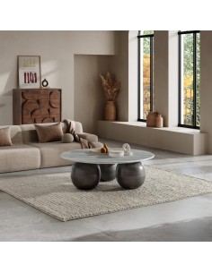 Mesa Centro Redonda de diseño TANYA 120 Mármol Blanco y... 2