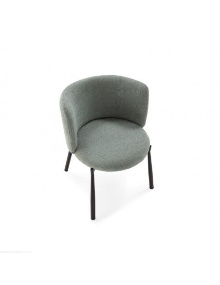 Poltrona GINNY estofada em tecido com pés de metal preto