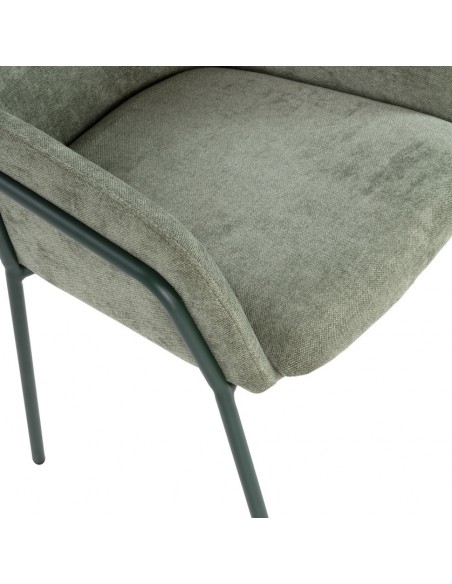 Silla con brazos ASLiN Tapizada en Tela con Patas de Metal