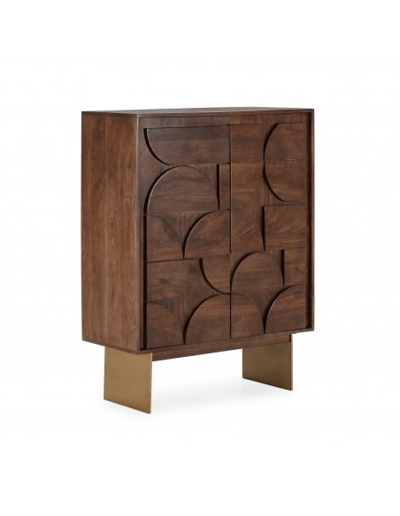 Aparador artesano cubo alto TRISHA 90, madera de mango