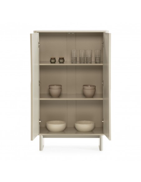 Aparador alto SOLEI 80x130 em MDF lacado creme