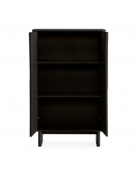 Aparador alto minimalista SOLEI 80 x 130, MDF lacado en negro