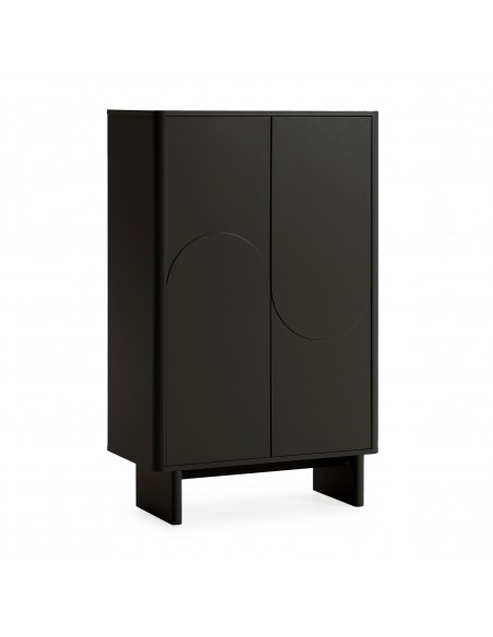 Aparador alto minimalista SOLEI 80 x 130, MDF lacado en negro