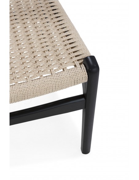Silla mediterránea BIEL de Madera negra y Asiento de Cuerda