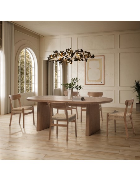 Silla mediterránea BIEL de Madera color roble y Asiento de Cuerda