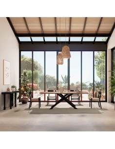 Silla mediterránea BIEL de Madera negra y Asiento de Cuerda 2