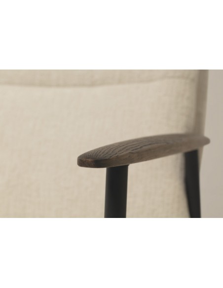 Silla con Reposabrazos DUNIA de diseño contemporáneo, tapizada en Beige