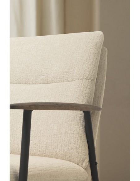 Silla con Reposabrazos DUNIA de diseño contemporáneo, tapizada en Beige
